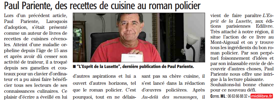 Article_Midi_Libre_Paul_Pariente_Edilivre