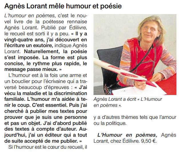 Article_Ouest_France_Agnès_Lorant_Edilivre