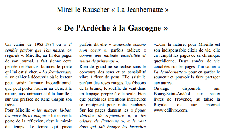 Article_La_Tribune_de_Montélimar_Mireille_Rauscher_Edilivre