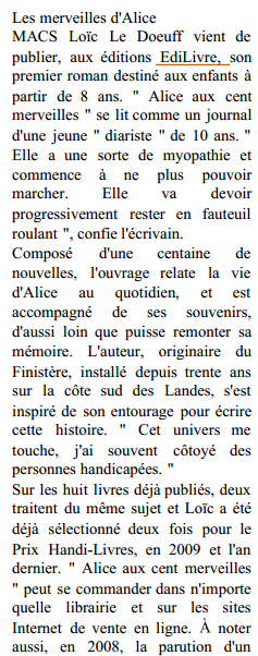 article_Sud_Ouest_Loïc_Le_Doeuff_2014_Edilivre