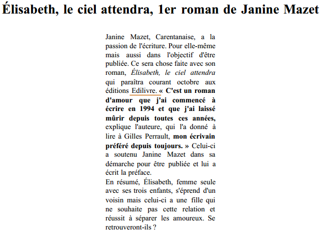 article_Ouest_France_Janine_Mazet_2014_Edilivre