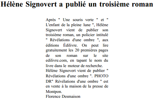 article_Sud_Ouest_Hélène_Signovert_2014_Edilivre