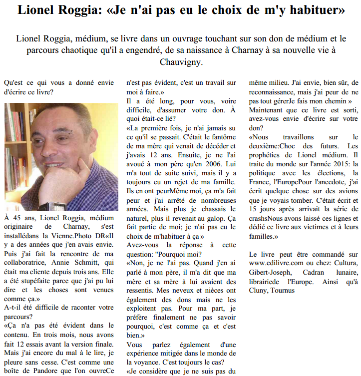 article_Le_Journal_de_Saône_et_Loire_Lionel_Roggia_2014_Edilivre