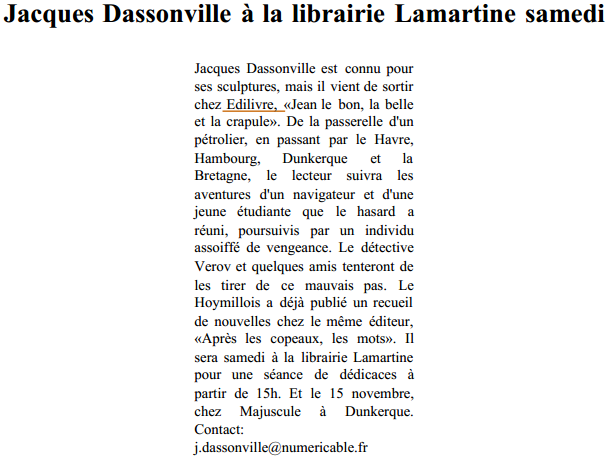 article_Le_Journal_des_Flandres_Jacques_Dassonville_2014_Edilivre