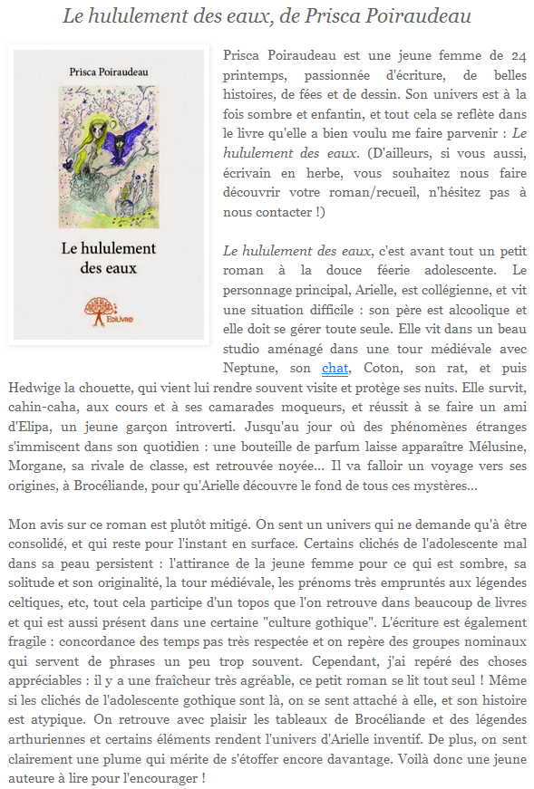 article_Les_Éditions_du_Faune_com_Prisca_Poiraudeau_2014_Edilivre