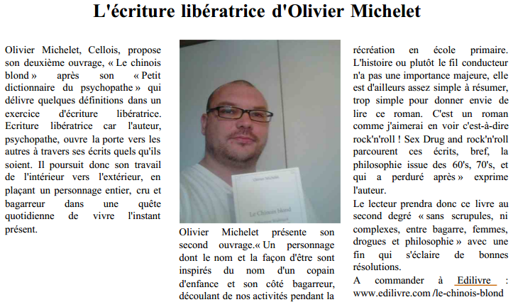 article_La_Nouvelle_République_Olivier_Michelet_2014_Edilivre