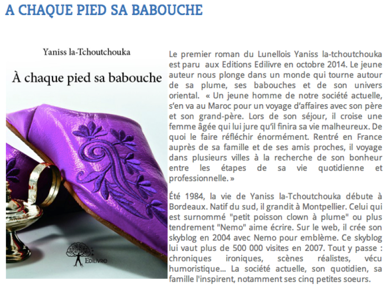 article_Montpellier_Info_Yaniss_la_Tchoutchouka_2014_Edilivre