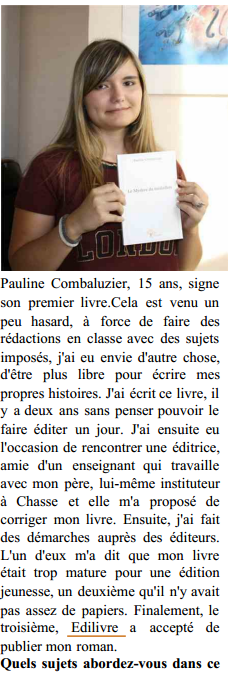 article_Le_Dauphiné_Libéré_Pauline_Combaluzier_2014_Edilivre