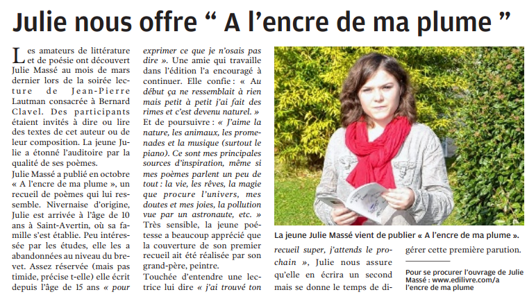 article_La_Nouvelle_Republique_Julie_Masse_2014_Edilivre