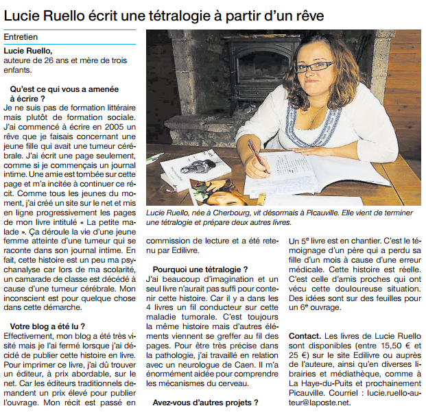article_Ouest_France_Lucie_Ruello_2014_Edilivre