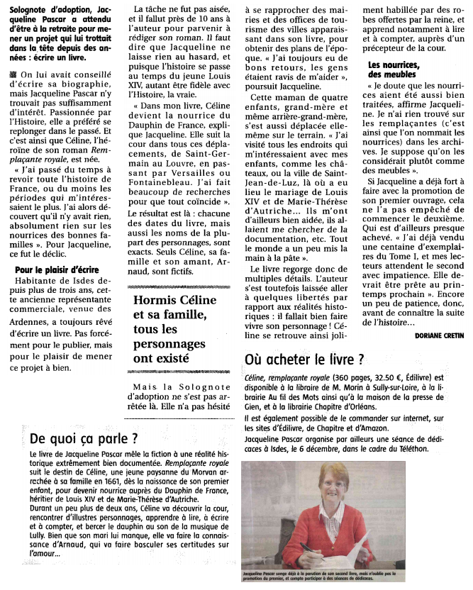 article_Le_Journal_de_Gien_Jacqueline_Pascar_2014_Edilivre