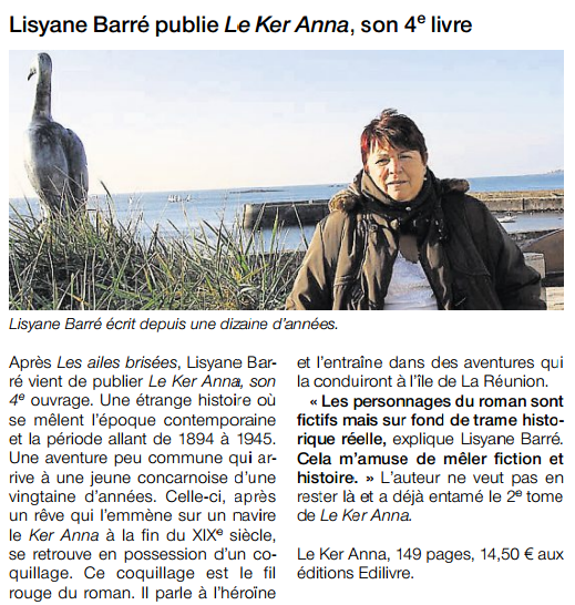 article_Ouest_France_Lisyane_Barre_2014_Edilivre