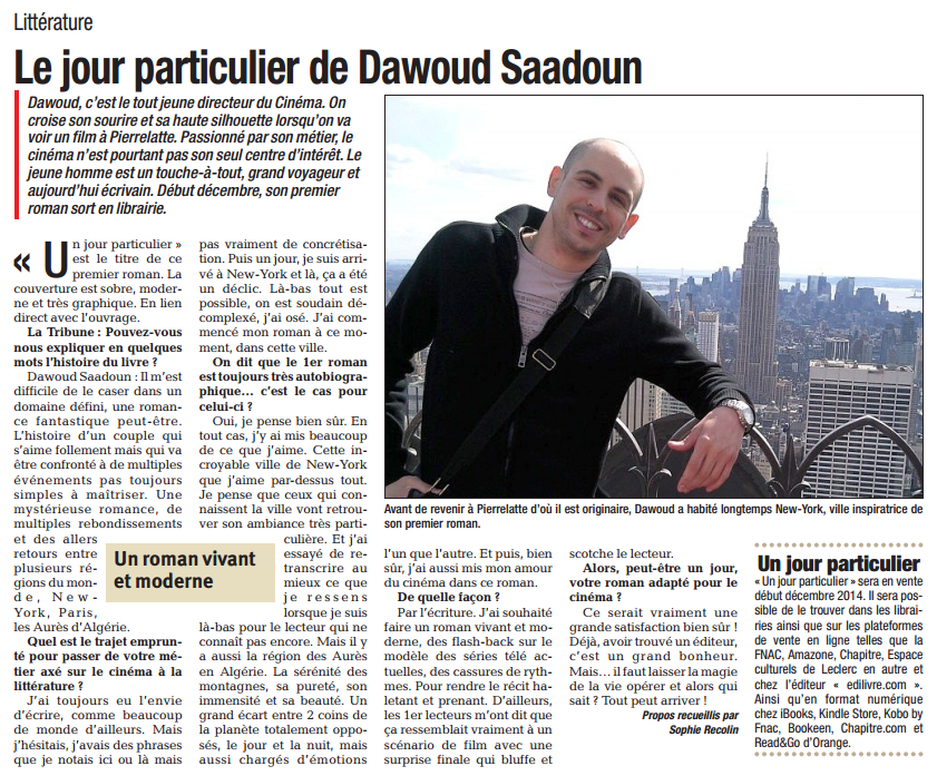 article_La_Tribune_Dawoud_Saadoun_2014_Edilivre