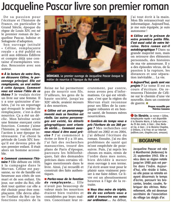article_La_Republique_du_Centre_Jacqueline_Pascar_2014_Edilivre