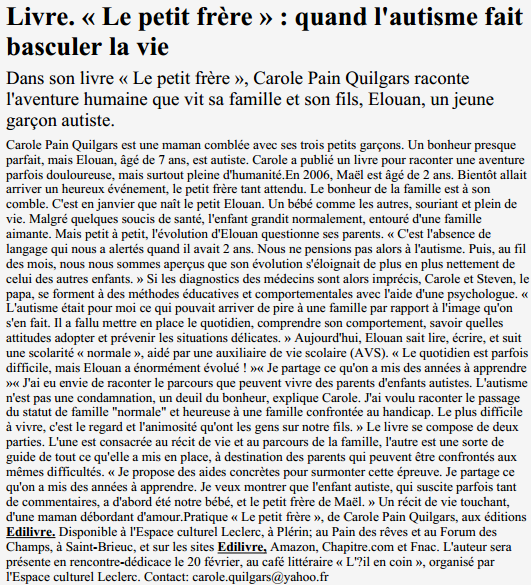 article_Le_Télégramme_com_Carole_Pain_Quilgars_2014_Edilivre