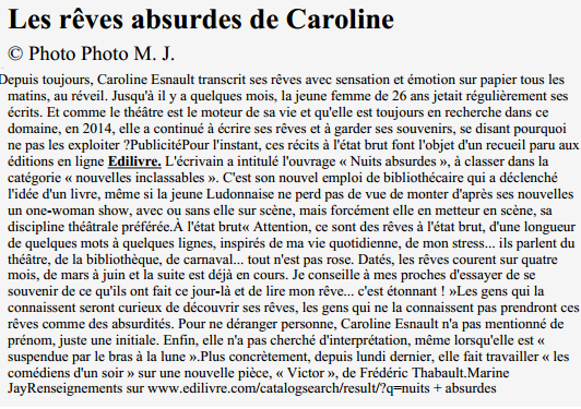 article_Sud_Ouest_fr_Caroline_Esnault_2014_Edilivre