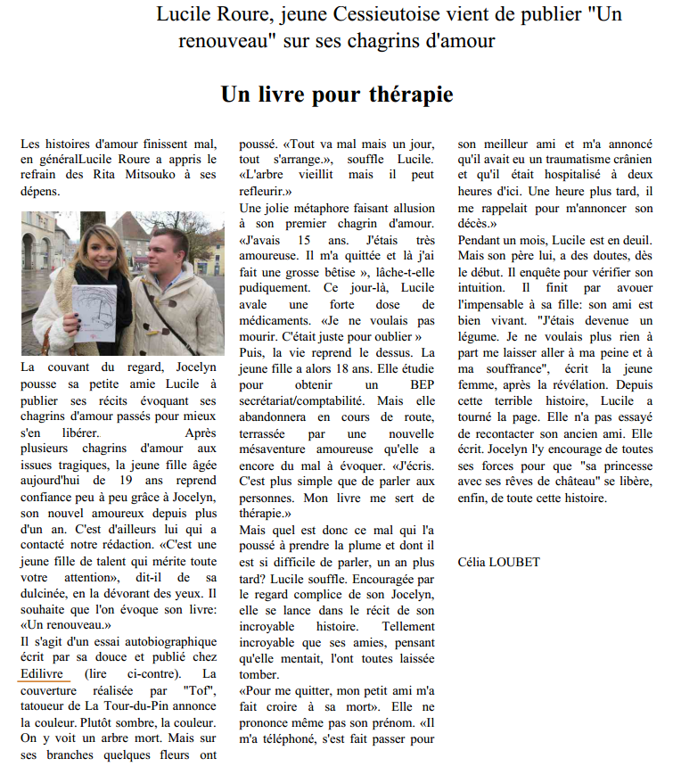 article_Le_Dauphine_Libere_Lucile_Roure_2014_Edilivre