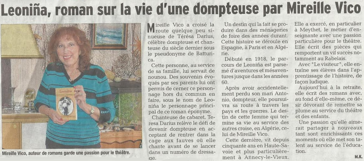 article_Le_Dauphiné_Libéré_Mireille_Vico_2015_Edilivre
