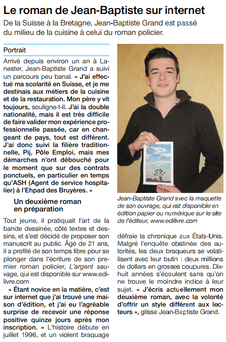 article_Ouest_France_Jean_Baptiste_Grand_2015_Edilivre