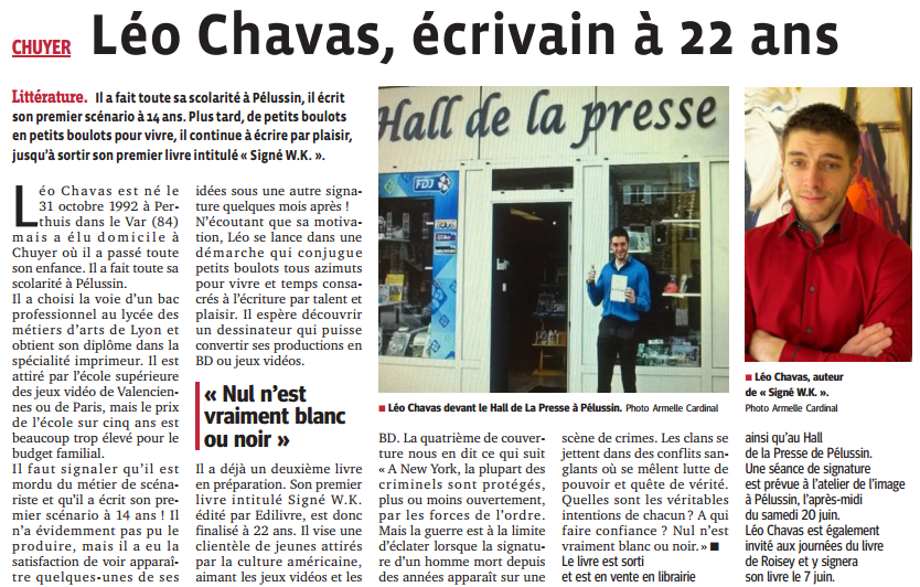 article_Le_Progrès_Léo_Chavas_2015_Edilivre