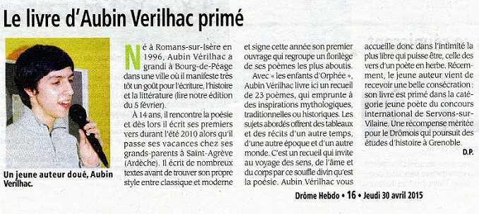 article_Drôme_Hebdo_Aubin_Verilhac_2015_Edilivre