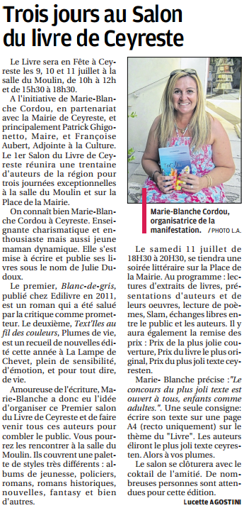 article_La_Provence_Julie_Dudoux_2015_Edilivre