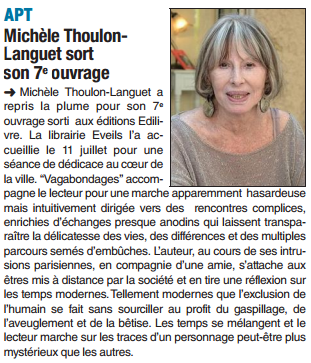 article_Vaucluse_Matin_Avignon_Michèle_Thoulon_Languet_2015_Edilivre