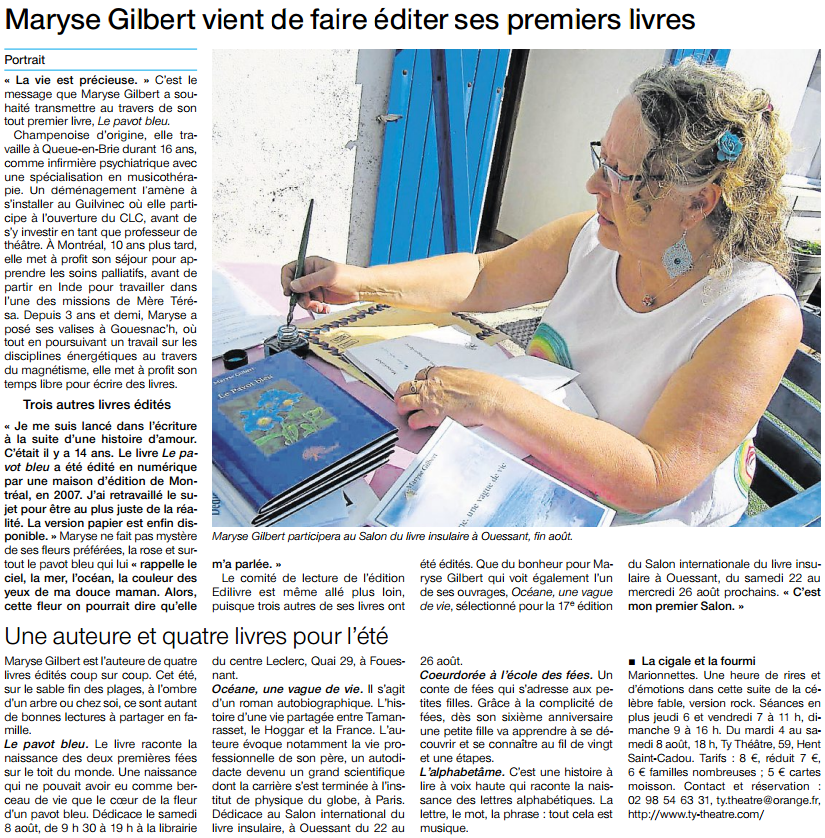 article_Ouest_France_Maryse_Gilbert_2015_Edilivre