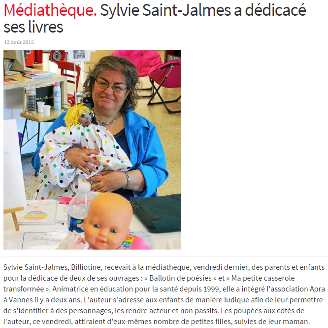 article_Le_Télégramme_Sylvie_Saint_Jalmes_2015_Edilivre