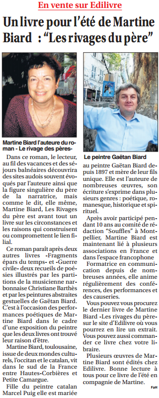 article_Le_Petit_Journal_de_L_Aude_Martine_Biard_2015_Edilivre