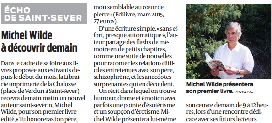 article_Sud_Ouest_Michel_Wilde_2015_Edilivre