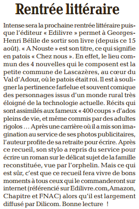 article_La_Nouvelle_République_des_Pyrénées_Georges_Henri_Bélile_2015_Edilivre