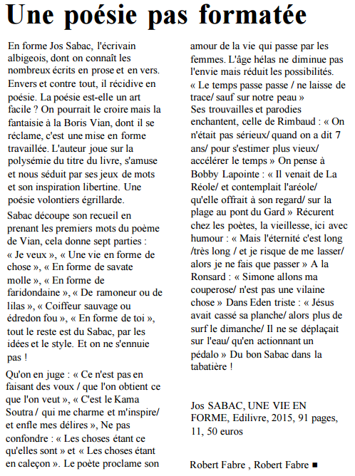 article_La_Dépêche_du_Midi_Jos_Sabac_2015_Edilivre