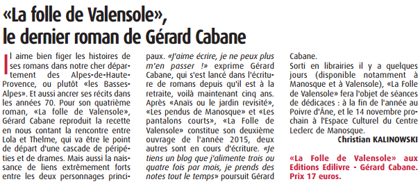 article_Haute_Provence_Info_Gérard_Cabane_2015_Edilivre