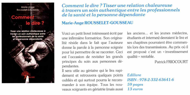 article_La_Revue_de_Gériatrie_Marie_Ange_Rousselet_Gousseau_2015_Edilivre