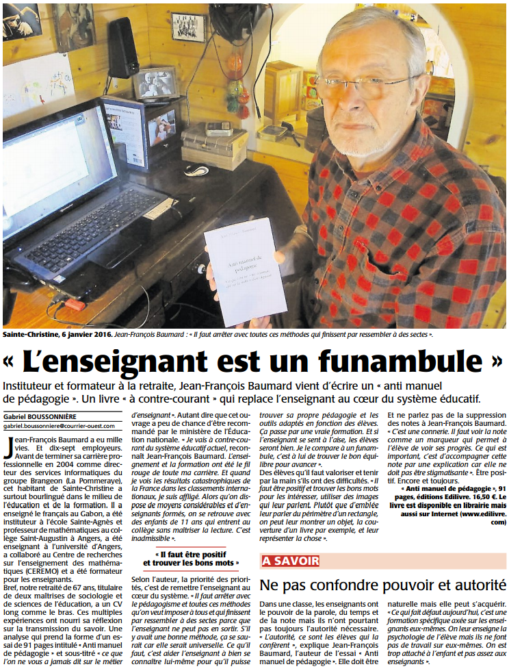 article_Le_Courrier_de_L_Ouest_Jean_François_Baumard_2016_edilivre