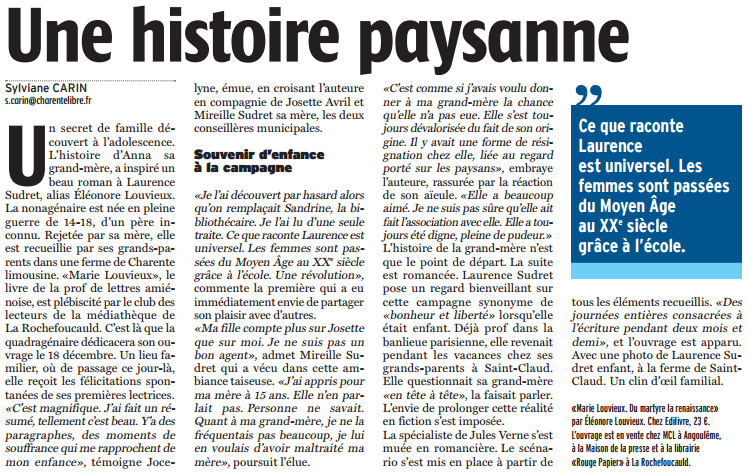 article_La_Charente_Libre_Éléonore_Louvieux2_2015_Edilivre