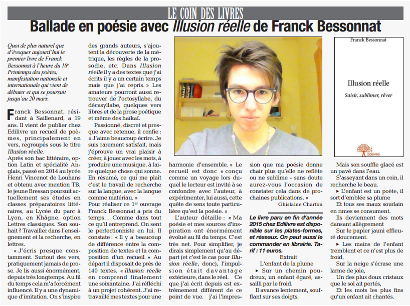 article_L'Indépendant_Franck_Bessonnat_2016_Edilivre