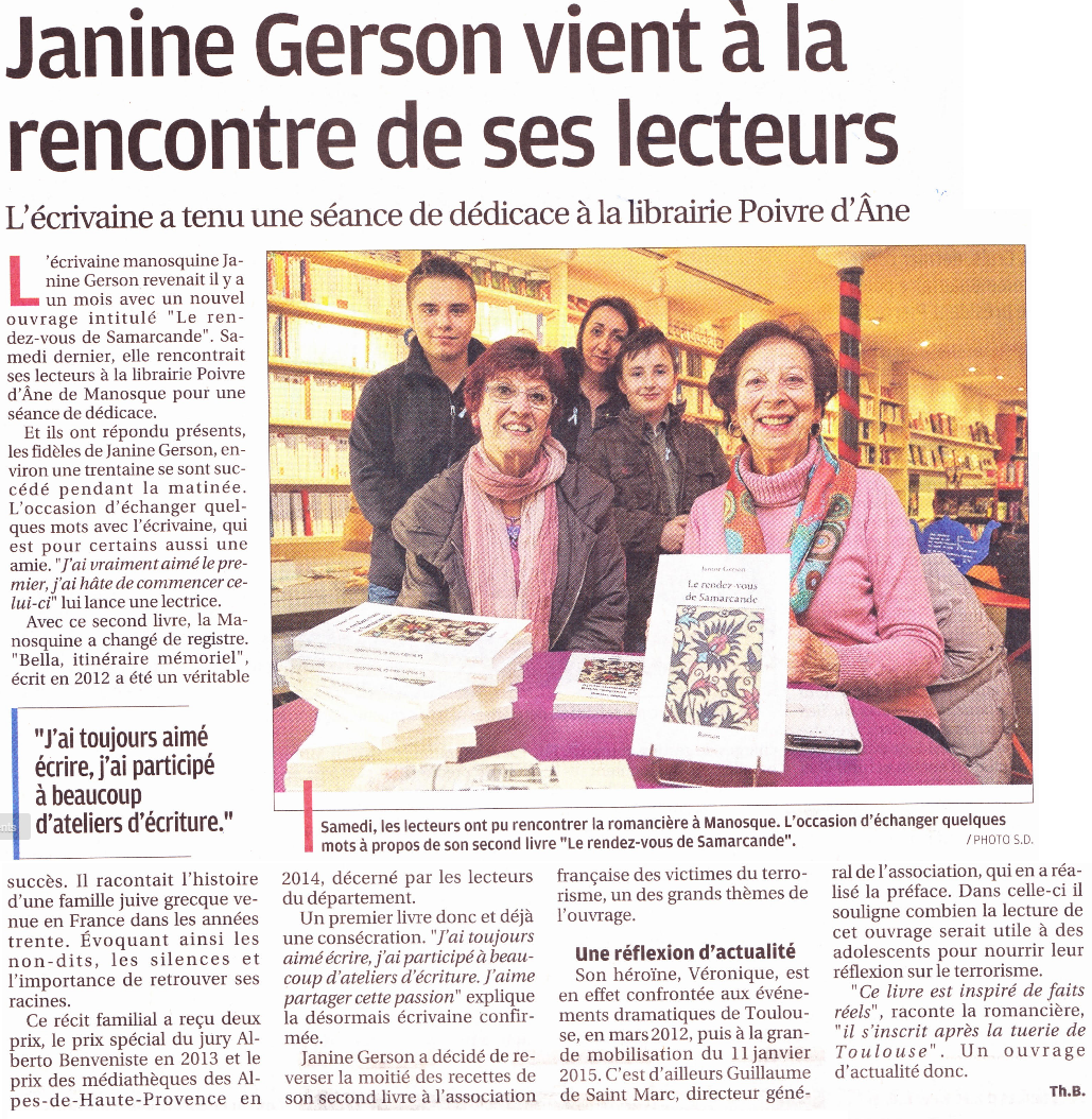 article_La_Provence_Janine_Gerson_2016_Edilivre