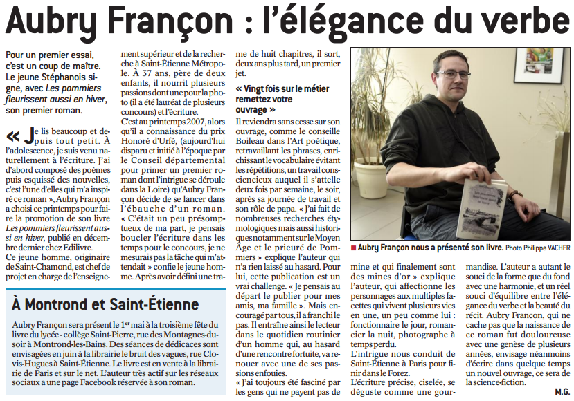 article_Le_Progrès_Aubry_Françon_2016_Edilivre