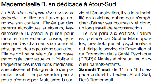 article_Ouest_France_Mademoiselle_B_2016_Edilivre