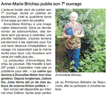 article_Ouest-France_Anne-Marie Brichau-Magnabosco_2016_Edilivre