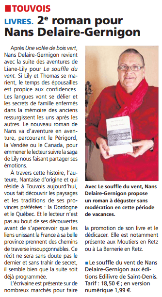 article_Le Courrier du Pays de Retz Nans Delaire-Gernigon_2016_Edilivre