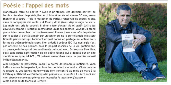 article_Franconville Le Journal_Yann Lefèvre_2016_Edilivre