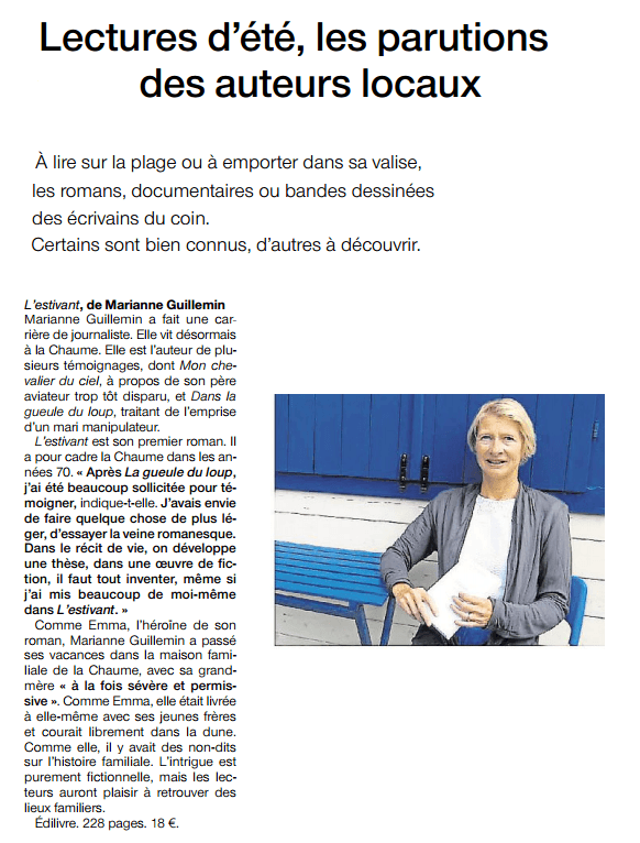 article_Ouest France_Marianne Guillemin_L'Estivant_2016_Edilivre