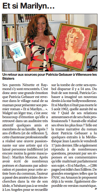 article_Le Petit Journal de l'Herault_Patricia Gebauer_Et si Marilyn..._2016_Edilivre