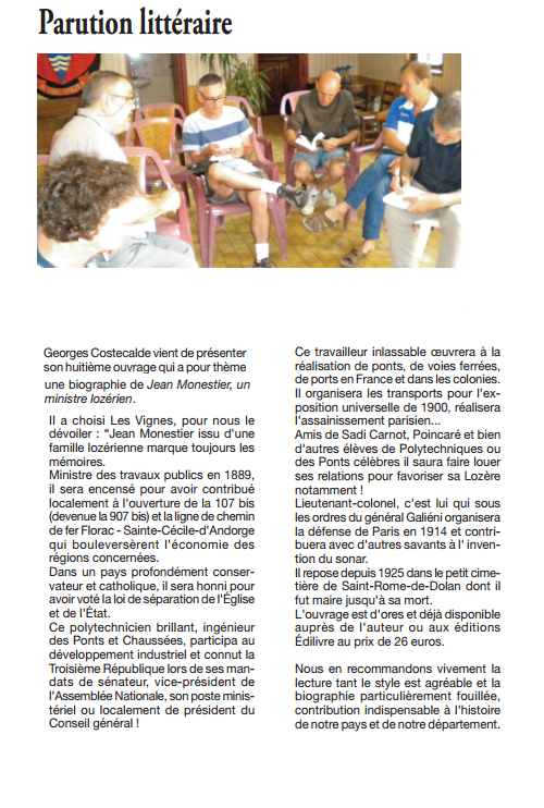 article_La Lozère Nouvelle _Georges Costecalde_0216_Edilivre