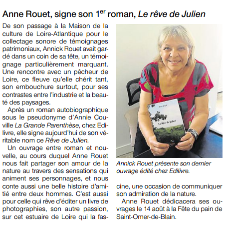 article_Ouest France_Anne Rouet_2016_Edilivre