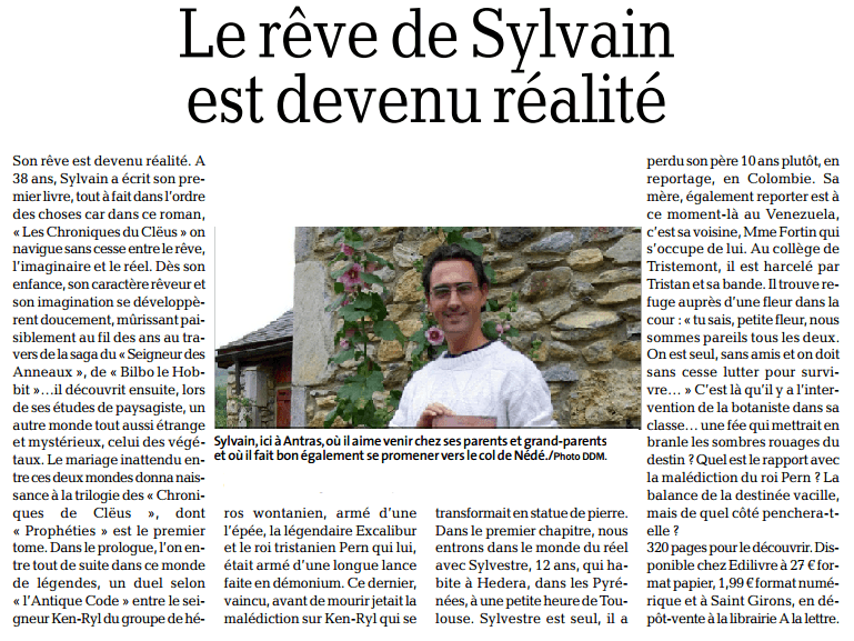 article_La_Dépêche_Sylvain Woiry_2016_Edilivre