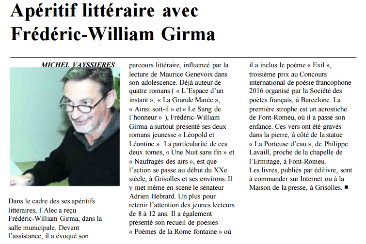 article_LaDépêche_Frédéric William Girma